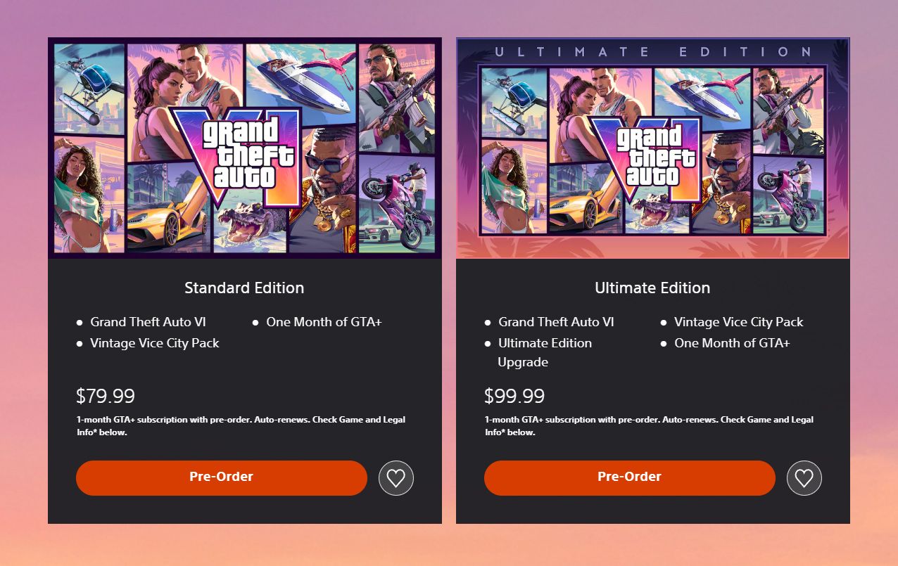 Цены GTA 6 в PlayStation Store
