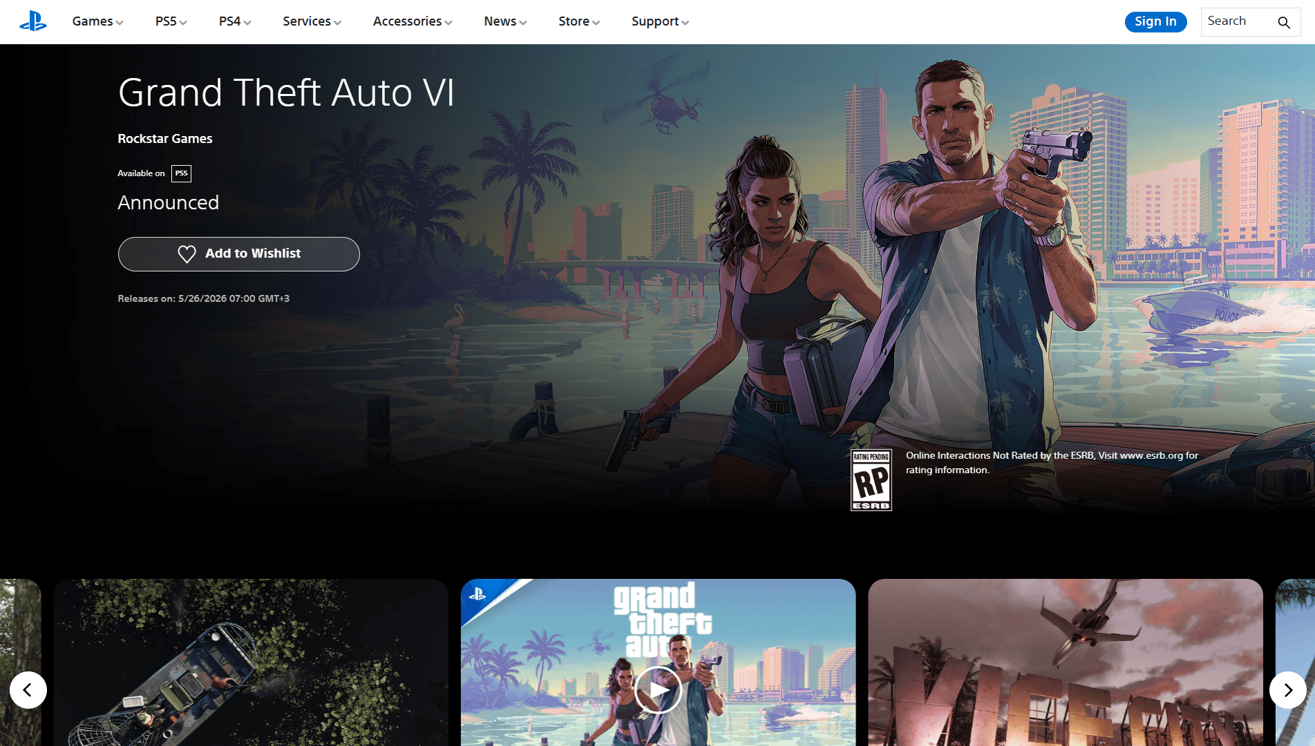 Страница GTA 6 появилась в PlayStation Store